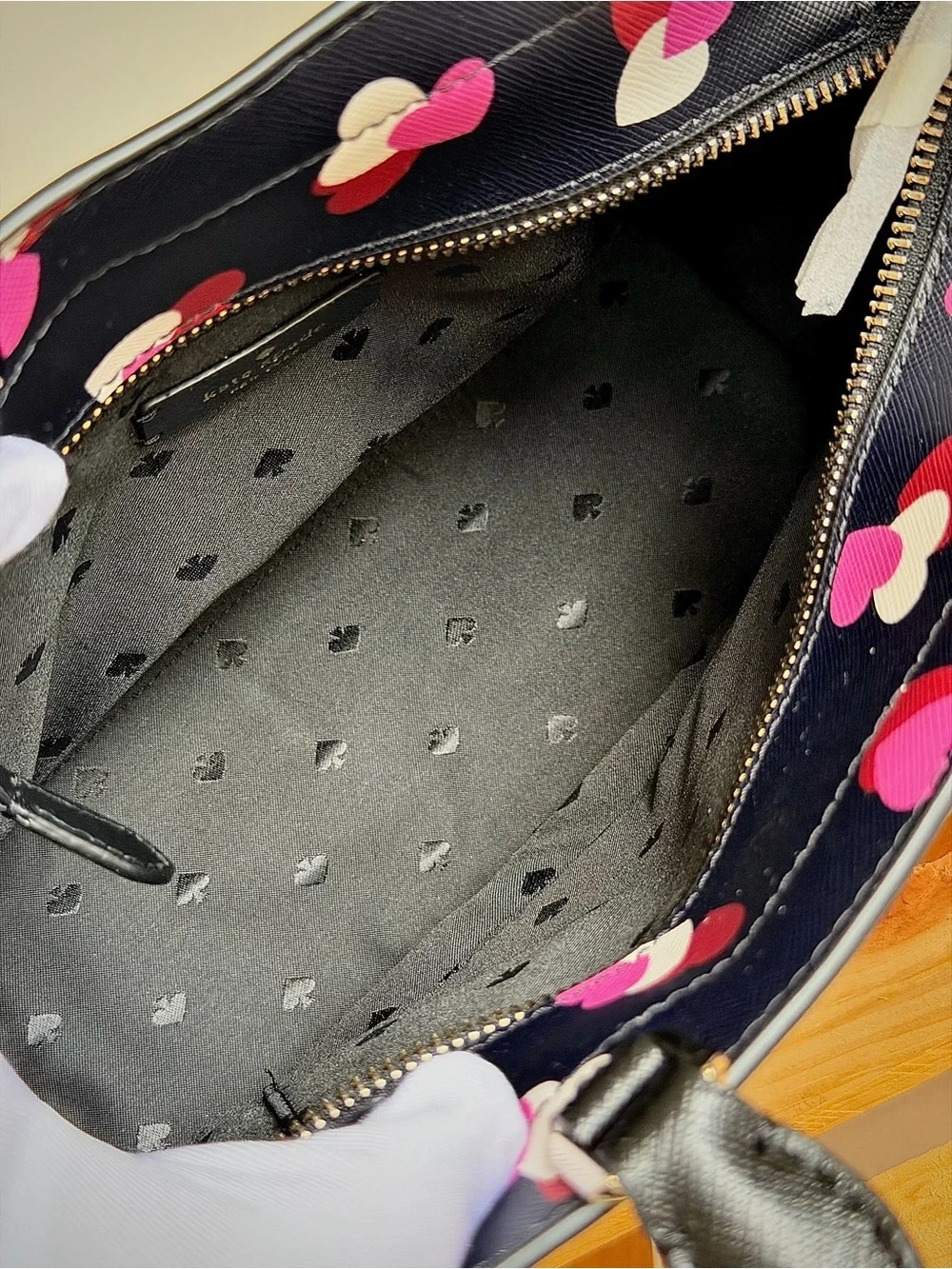 kate spade Black Multi Heart Print Satchel